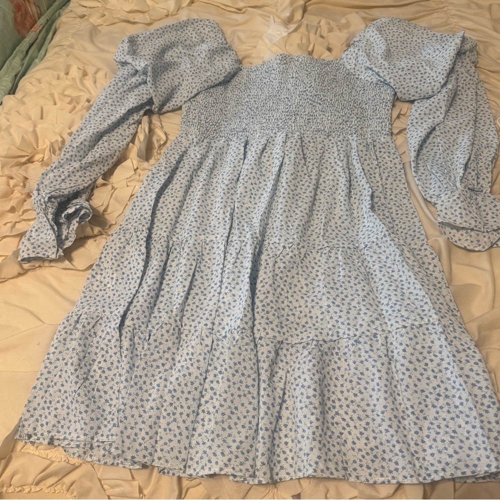 Charming Blue Patterned Women’s Mini Dress